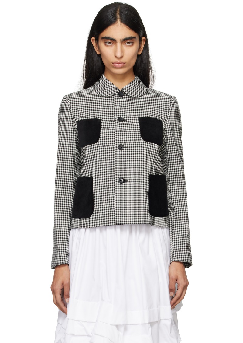 Comme des Garçons Girl Black & White Wool Gingham Check Jacket