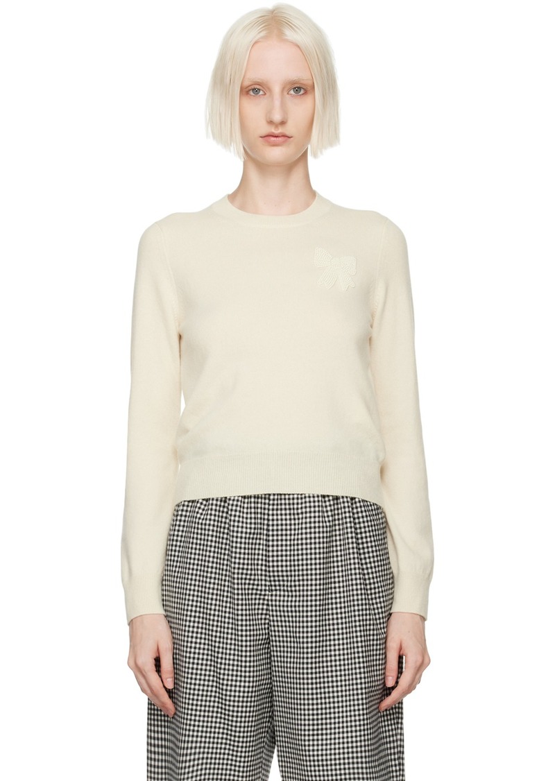 Comme des Garçons Girl Off-White Beaded Bow Sweater