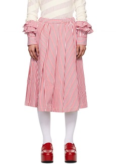 Comme des Garçons Girl Red & White Striped Midi Skirt