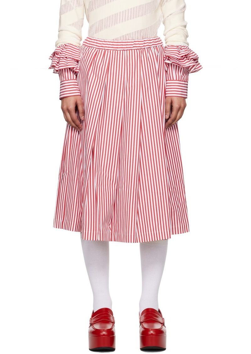 Comme des Garçons Girl Red & White Striped Midi Skirt