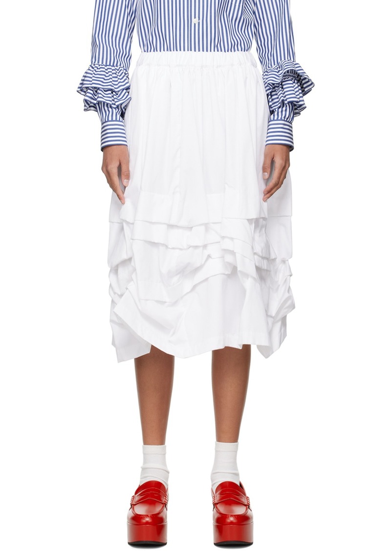 Comme des Garçons Girl White Gathered Midi Skirt