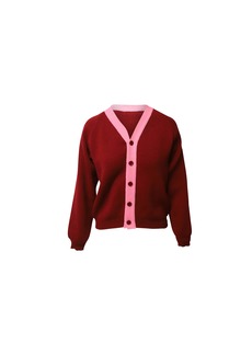 Comme des Garçons Girl x Lochaven of Scotland Knit Cardigan in Red and Pink Acrylic