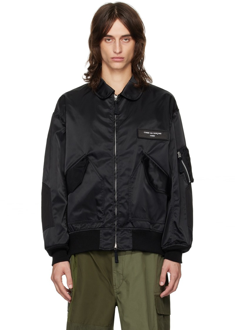 Comme des Garçons Homme Black Peter Pan Collar Bomber Jacket