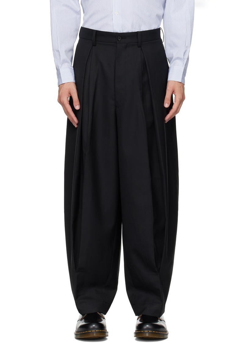 Comme des Garçons Homme Black Wool Pleated Trousers