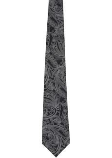 Comme des Garçons Homme Deux Black & White Silk Paisley Pattern Tie