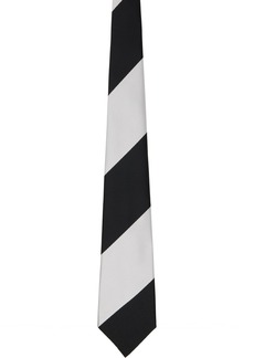 Comme des Garçons Homme Deux Black & White Silk Regimental Stripe Tie