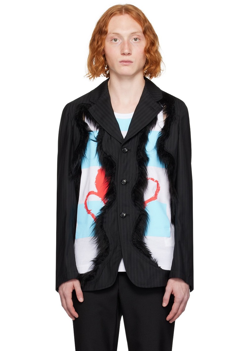 Comme des Garçons Homme Plus Black Cutout Faux-Fur Blazer