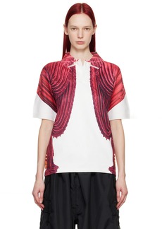 Comme des Garçons Homme Plus White & Red Printed Polo