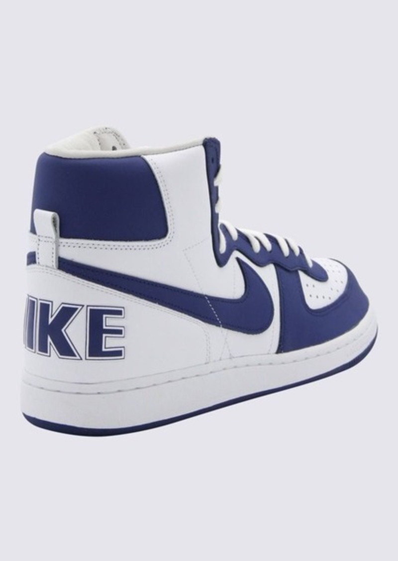 COMME DES GARÇONS HOMME PLUS X NIKE WHITE AND BLUE LEATHER SNEAKERS