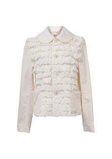 Comme Des Garçons Lace and Ruffle Details Blazer in White Cotton