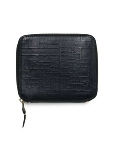 Comme Des Garçons Logo Embossed Wallet In Black Leather