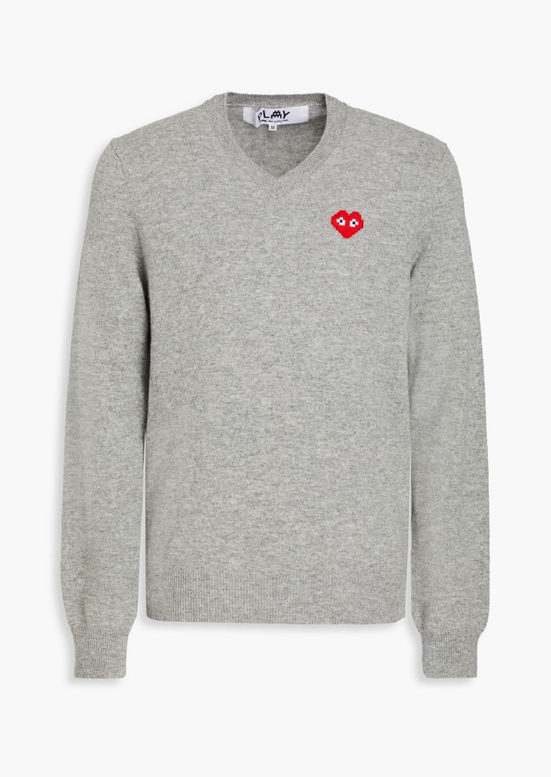 COMME DES GARÇONS - Appliquéd wool sweater - Gray - XL