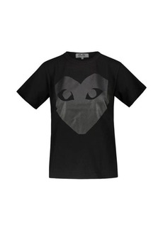 COMME DES GARÇONS PLAY BLACK SHORT SLEEVE T-SHIRT WITH BLACK PRINTED HEART ON THE FRONT AND BACK CLOTHING