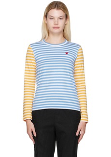 COMME des GARÇONS PLAY Blue & Yellow Striped T-Shirt