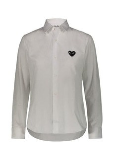 COMME DES GARÇONS PLAY   COTTON POPLIN SHIRT WITH BLACK EMBROIDERED HEART CLOTHING