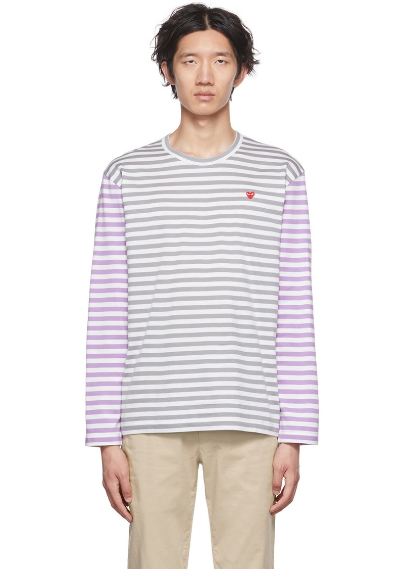 COMME des GARÇONS PLAY Gray & Purple Heart Long Sleeve T-Shirt