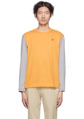 COMME des GARÇONS PLAY Gray & Yellow Heart Long Sleeve T-Shirt