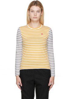 COMME des GARÇONS PLAY Green & Gray Striped T-Shirt