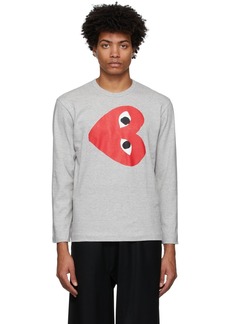 COMME des GARÇONS PLAY Grey Horizontal Heart Long Sleeve T-Shirt