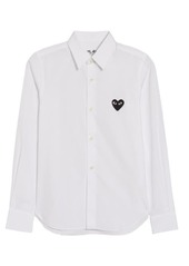 Comme des Garçons PLAY Heart Patch Button-Up Shirt in White at Nordstrom