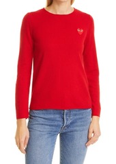 Comme des Garçons PLAY Heart Appliqué Wool Sweater in Red at Nordstrom
