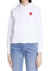 Comme des Garçons PLAY Layered Hearts Appliqué Zip Hoodie in White at Nordstrom