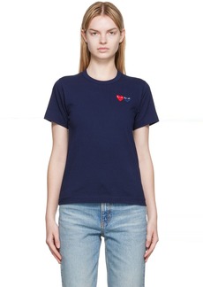 COMME des GARÇONS PLAY Navy Double Heart Patch T-Shirt