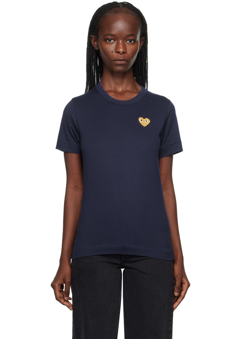 COMME des GARÇONS PLAY Navy Gold Heart Patch T-Shirt