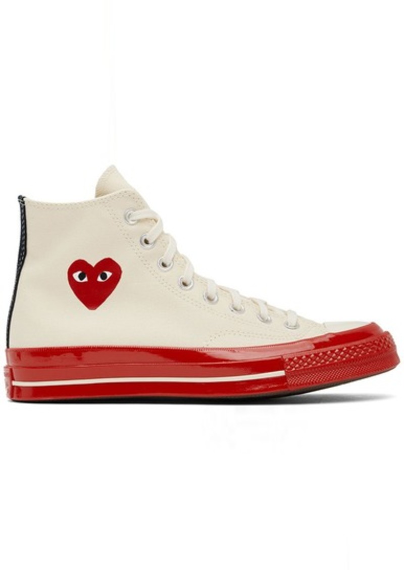 COMME des GARÇONS PLAY Off-White & Red Converse Edition Chuck 70 Sneakers