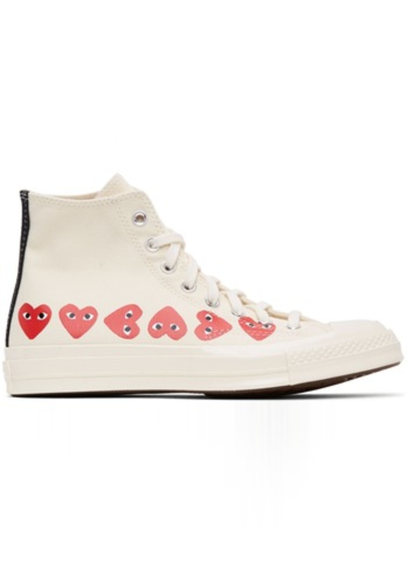 COMME des GARÇONS PLAY Off-White Converse Edition Multiple Hearts Chuck 70 High Sneakers