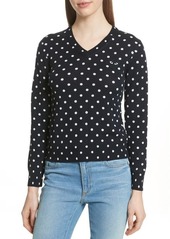 Comme des Garçons PLAY Polka Dot Print Wool Sweater in Navy at Nordstrom