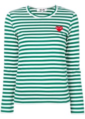 Comme des Garçons striped logo-patch T-shirt