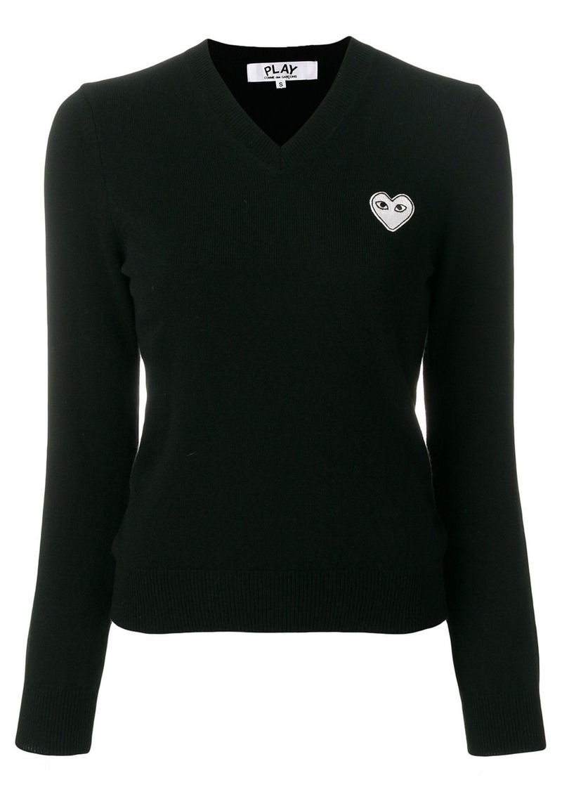 Comme des Garçons V-neck heart logo sweater