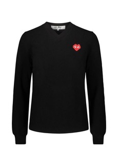 COMME DES GARÇONS PLAY V-NECK SWEATER WITH RED PIXELATED HEART CLOTHING