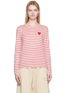 COMME des GARÇONS PLAY White & Pink Heart Patch Long Sleeve T-Shirt