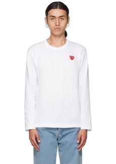 COMME des GARÇONS PLAY White & Red Heart Patch Long Sleeve T-Shirt