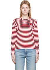 COMME des GARÇONS PLAY White & Red Heart Patch Long Sleeve T-Shirt