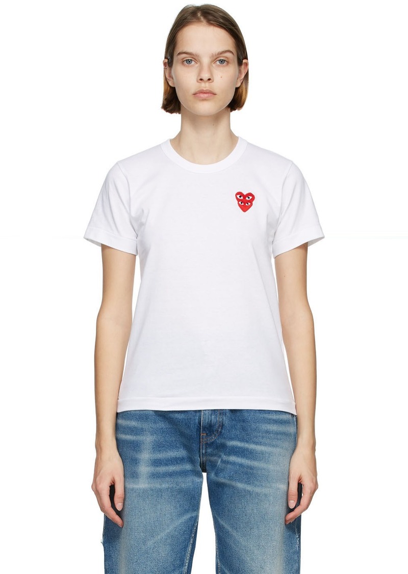 COMME des GARÇONS PLAY White & Red Layered Heart T-Shirt