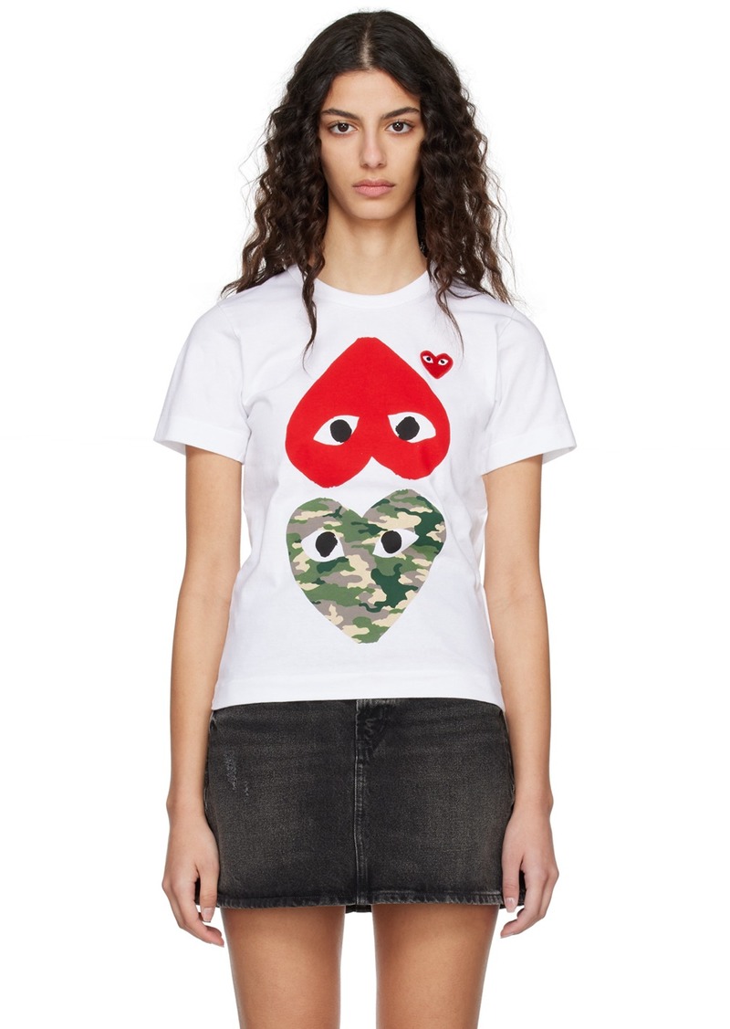 COMME des GARÇONS PLAY White Camouflage Upside Down Heart T-Shirt