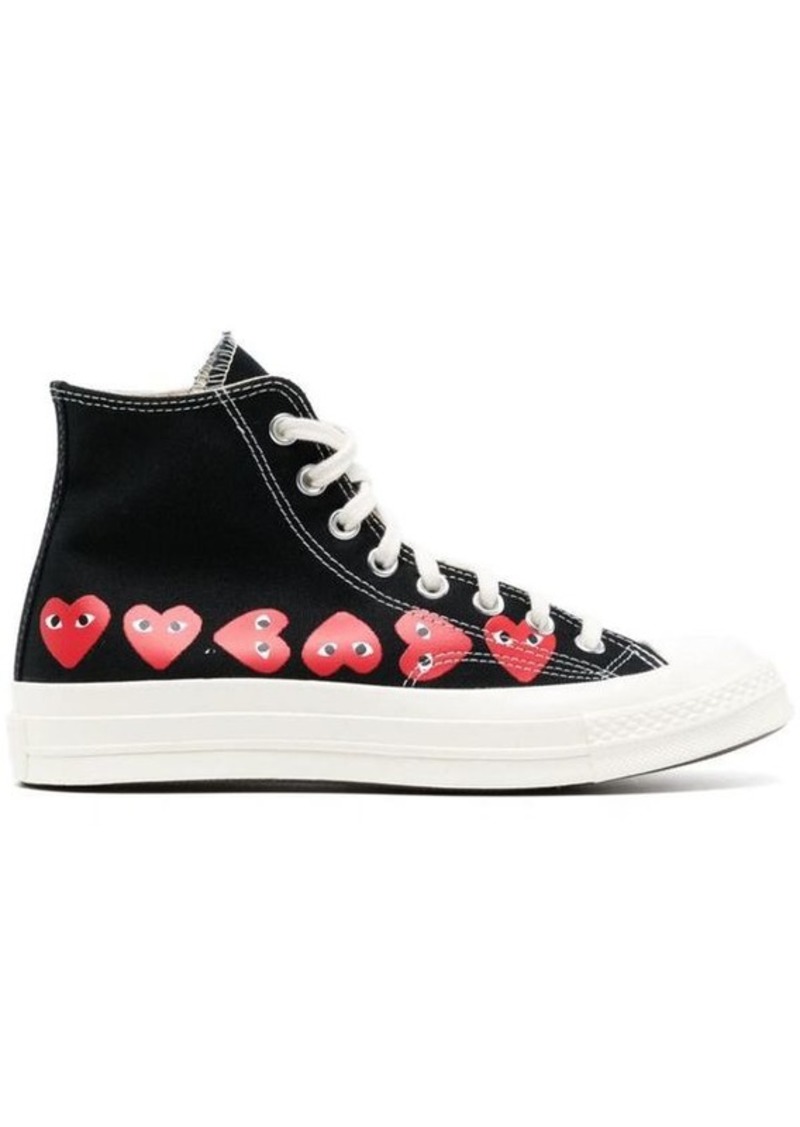 COMME DES GARÇONS PLAY X CONVERSE MULTI RED HEART CHUCK TAYLOR ALL STAR '70 HIGH SNEAKERS