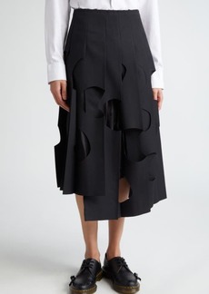 Comme des Garçons Pleated Cutout Twill Midi Skirt
