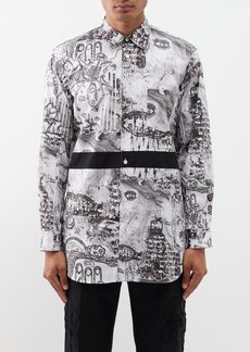 Comme Des Garçons Shirt - X Brett Westfall Graphic-print Cotton-poplin Shirt - Mens - White Black