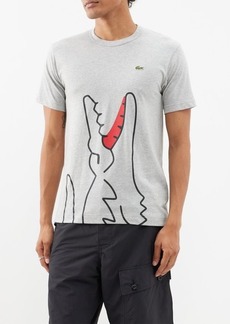 Comme Des Garçons Shirt - X Lacoste Logo-print Cotton-jersey T-shirt - Mens - Grey