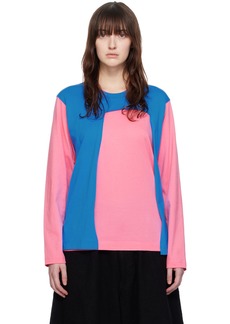 Comme des Garçons Shirt Pink & Blue Layered Long Sleeve T-Shirt