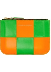 COMME des GARÇONS WALLETS Green & Orange Fluo Squares Zip Pouch