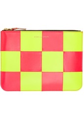 COMME des GARÇONS WALLETS Pink & Yellow Fluo Squares Pouch