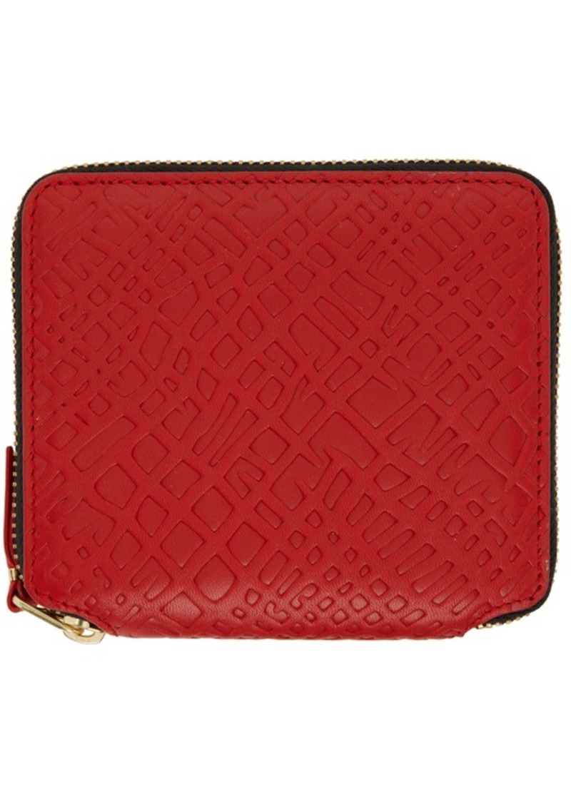 COMME des GARÇONS WALLETS Red Embossed Root ZIp Wallet