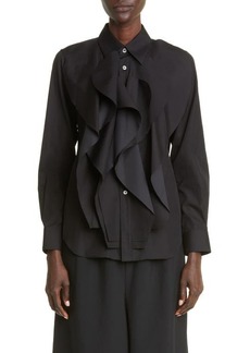 Comme des Garçons Women's Ruffle Front Cotton Broadcloth Button-Up Shirt in Black at Nordstrom