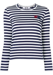 Comme des Garçons double-heart logo striped T-shirt