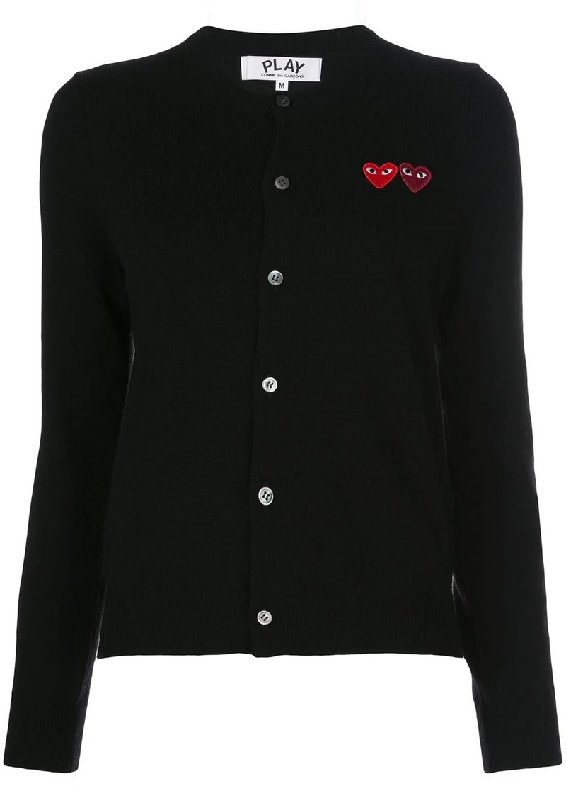 Comme des Garçons double heart-patch knit cardigan